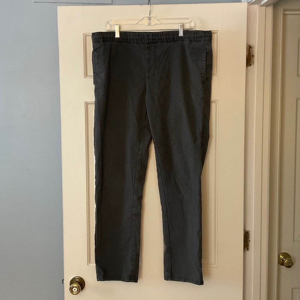 PACT Mens Woven Twill Roll-Up Canvas Pants Granite Gray L Organic Cotton Casual
